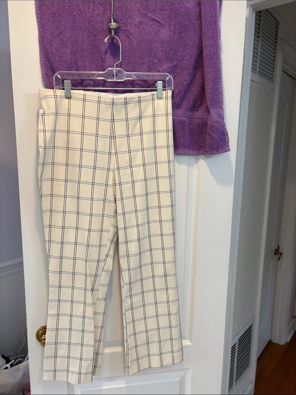NWT a new day Cream Plaid Straight-Leg Pants